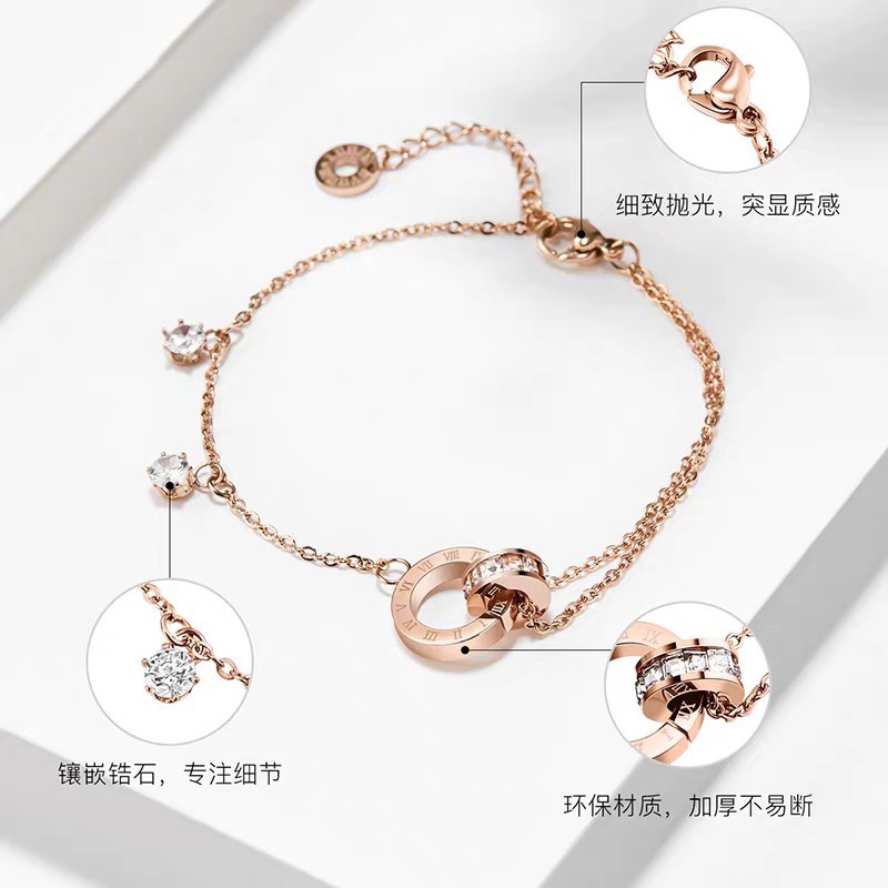 Vòng Tay Mạ Vàng Hồng 18k Đính Đá Zircon