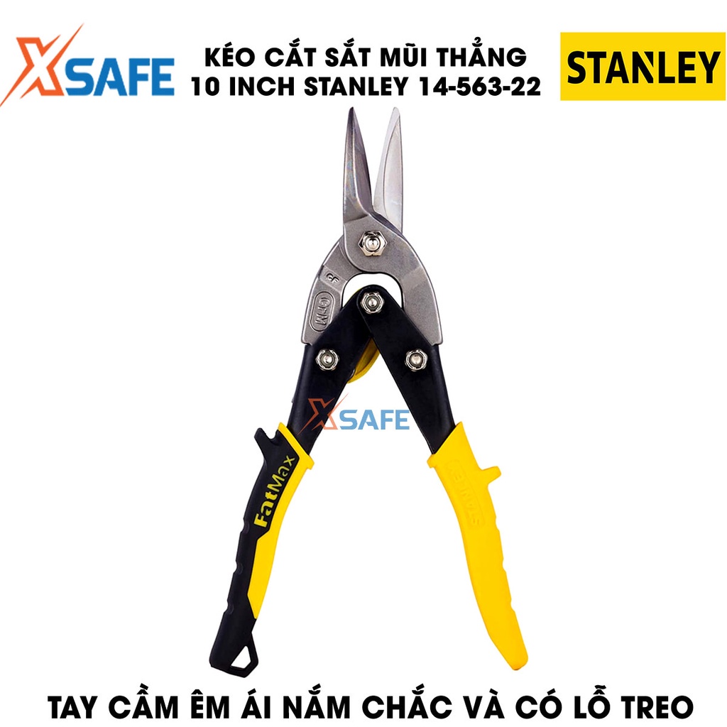 Kéo cắt sắt ba loại mũi (thẳng, trái, phải) 10 INCH 250mm STANLEY Gia công từ hợp kim thép cứng cáp, tay chắc chắn