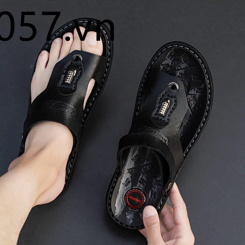 Dép da xỏ ngón chống trượt thời trang đi biển cho nam