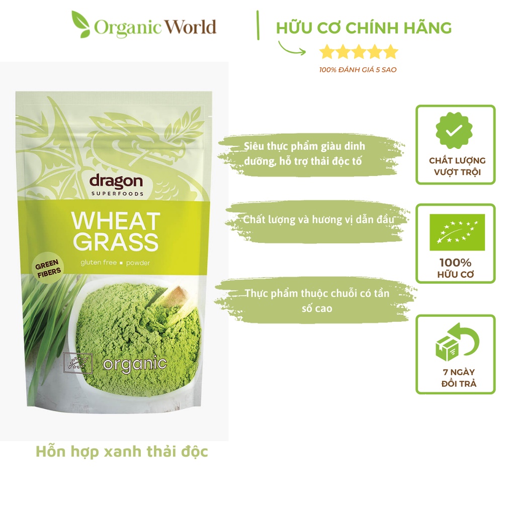 Bột cỏ lúa mì hữu cơ Dragon Superfoods 150g