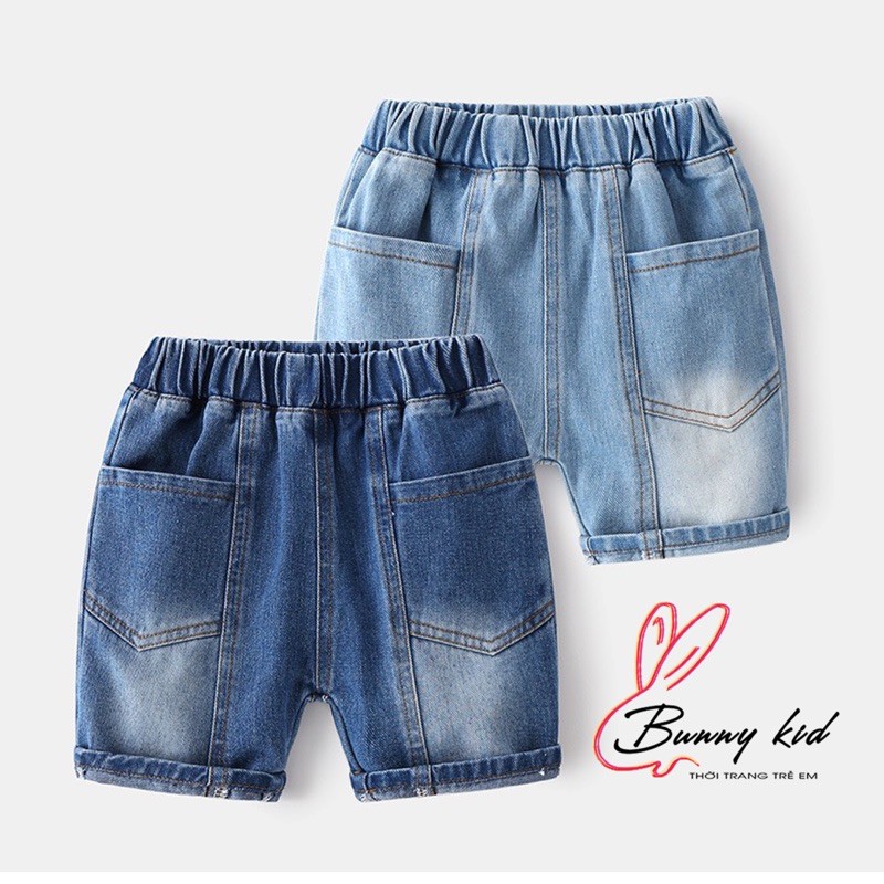 Quần short Jean bé trai WELLKIDS quần bò chất mềm hoạ tiết túi ngộ nghĩnh cho bé (3209)