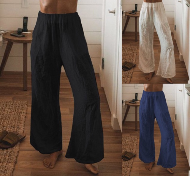 Quần Dài Ống Rộng Nam Nữ Xô Cotton Mỏng Mát Đi Biển Đi Phượt Chống Nắng Chống Muỗi Đốt - Âu Mỹ Hàn