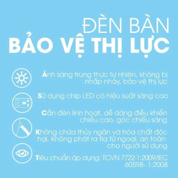 Đèn bàn LED bảo vệ thị lực Rạng Đông RD-RL 32 Led ánh sáng vàng