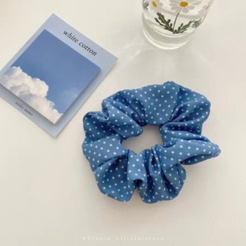 Buộc tóc scrunchies nhiều mẫu màu xanh dương