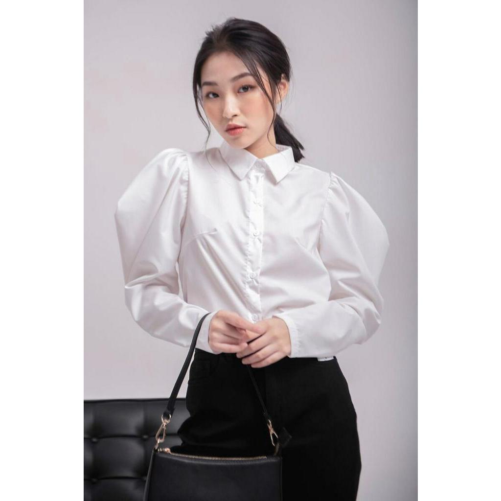 Sơ mi trắng kiểu tay bồng dài tay Aholic SM394