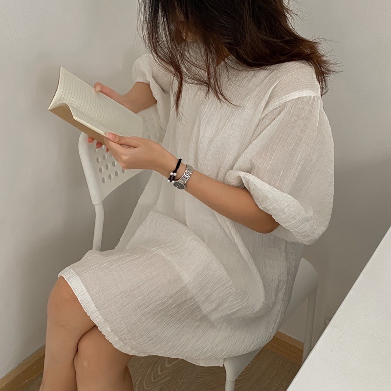 Đầm suông tay phồng