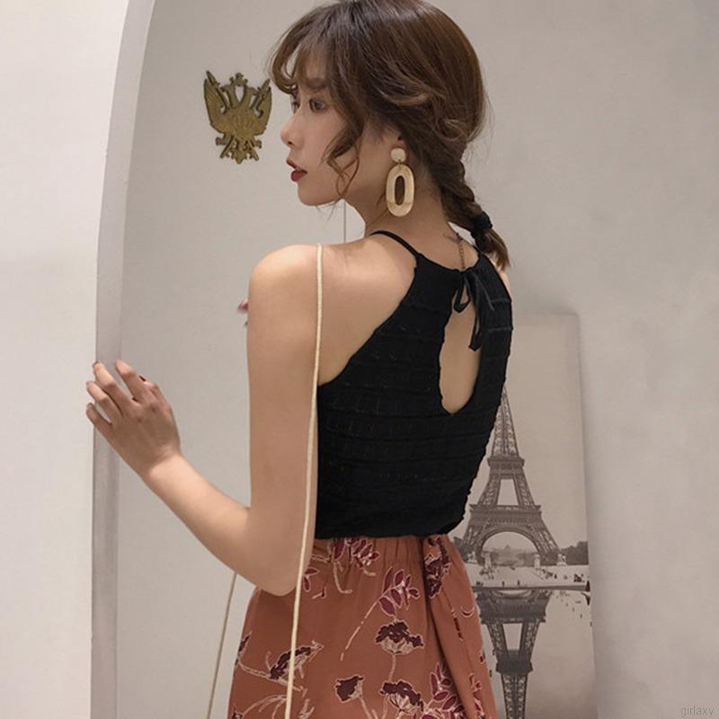Áo Tank Top Dệt Kim Sát Nách Cổ Tròn Phong Cách Hàn Quốc