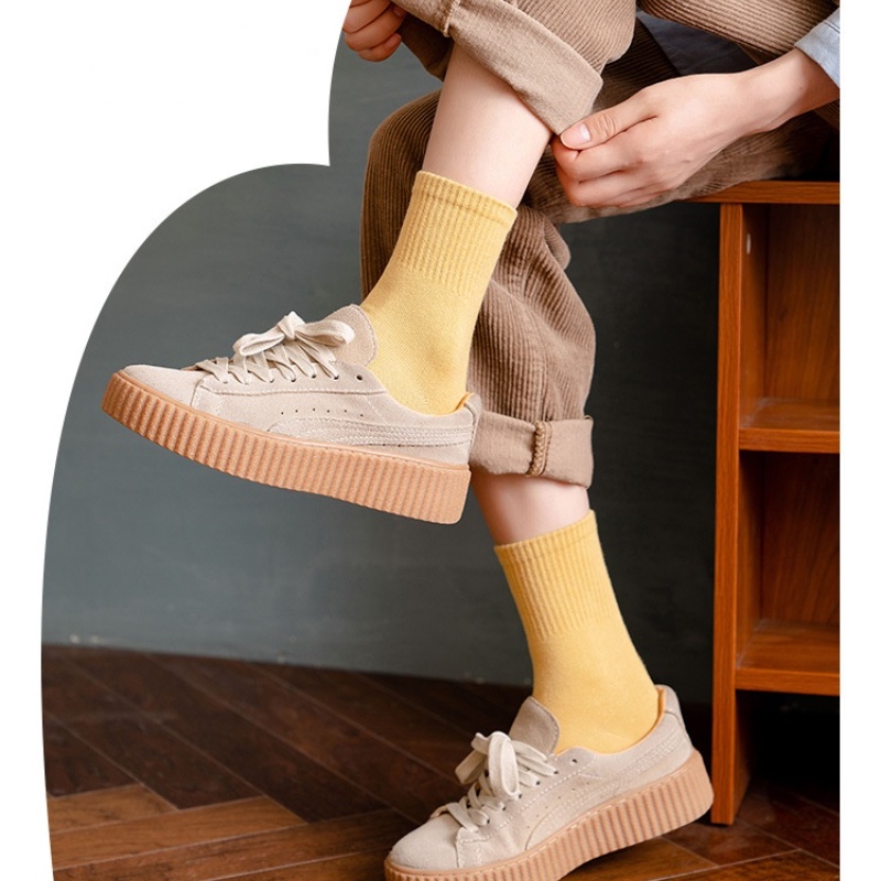 Vớ cotton thêu họa tiết đơn giản phong cách Hàn Quốc mới