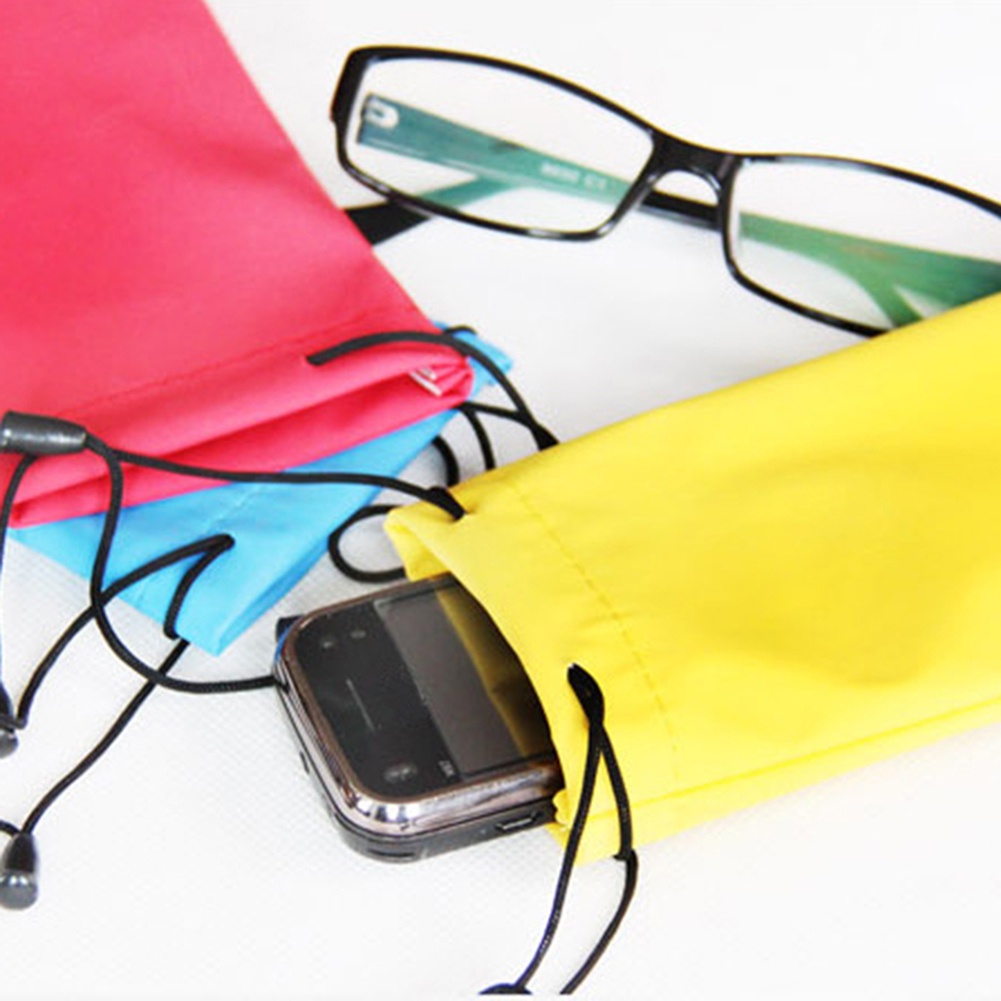 2 Túi dây rút bằng vải chống nước tiện dụng để đựng mắt kính/điện thoại