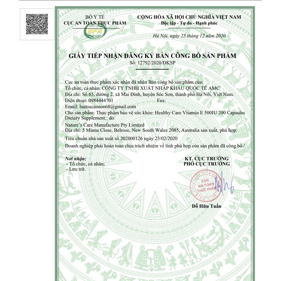 Viên uống bổ sung vitamin E Healthy Care 500IU 200 viên Úc