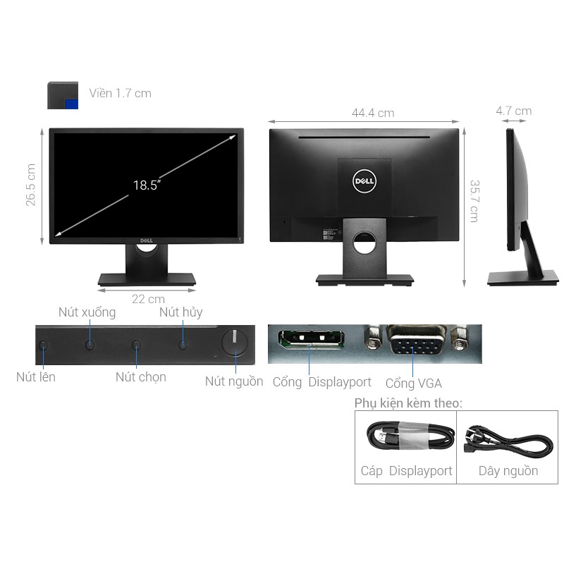 Màn hình Màn hình LED Dell E1916HV 18.5 inch hàng chính hãng bảo hành toàn quốc | BigBuy360 - bigbuy360.vn