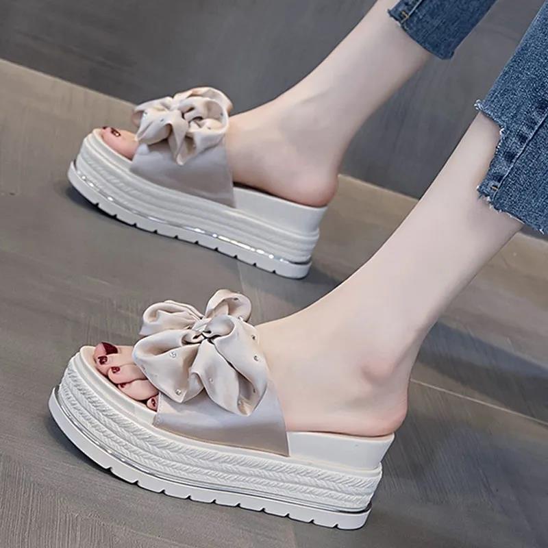 Dép Đế Xuồng Đính Nơ Thời Trang Cho Nữ