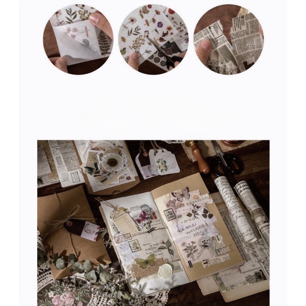 Sticker vintage giấy note giấy nền set 30 tờ HD79-K77 trang trí DIY Crafts, Scrapbook, Journal, Diary, Planner