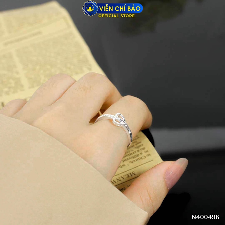 Nhẫn bạc nữ trái tim đan đính đá chất liệu bạc 925 thời trang phụ kiện trang sức Viễn Chí Bảo N400496