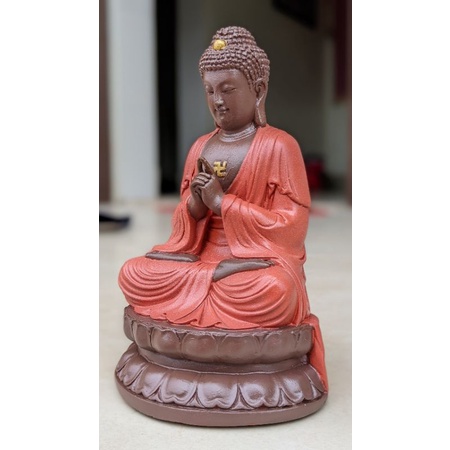 Tượng Phật A Di Đà ngồi thiền bệ sen 22cm .