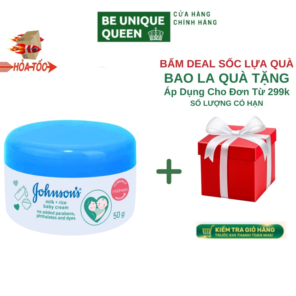 Kem Dưỡng Da Chứa Sữa &amp; Gạo Johnson's Baby 50g