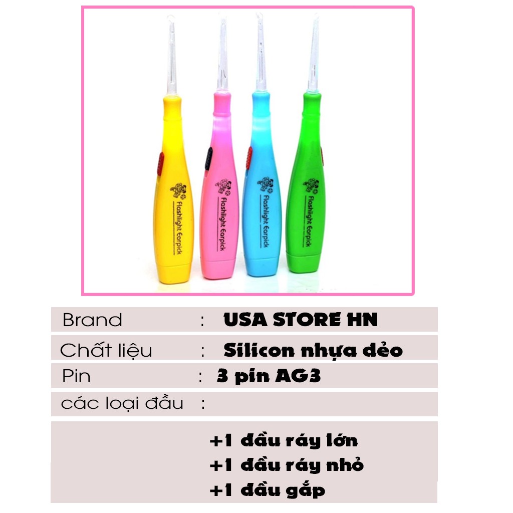 Set 2 Bộ lấy ráy tai có đèn cho bé USA_STOREHN