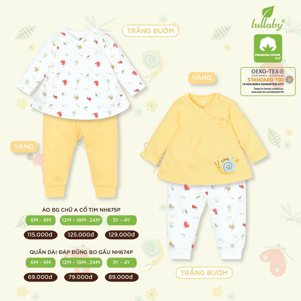 Bộ cổ tim bé gái thu đông 2021 Lullaby (Sz 9m-4y)