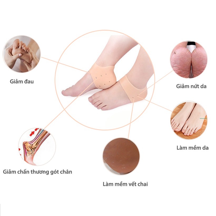 Sỉ 8k Set 2 bọc gót chân silicone chống nứt nẻ chống bong tróc da và giúp làm hồng gót sen - giao màu ngẫu nhiên