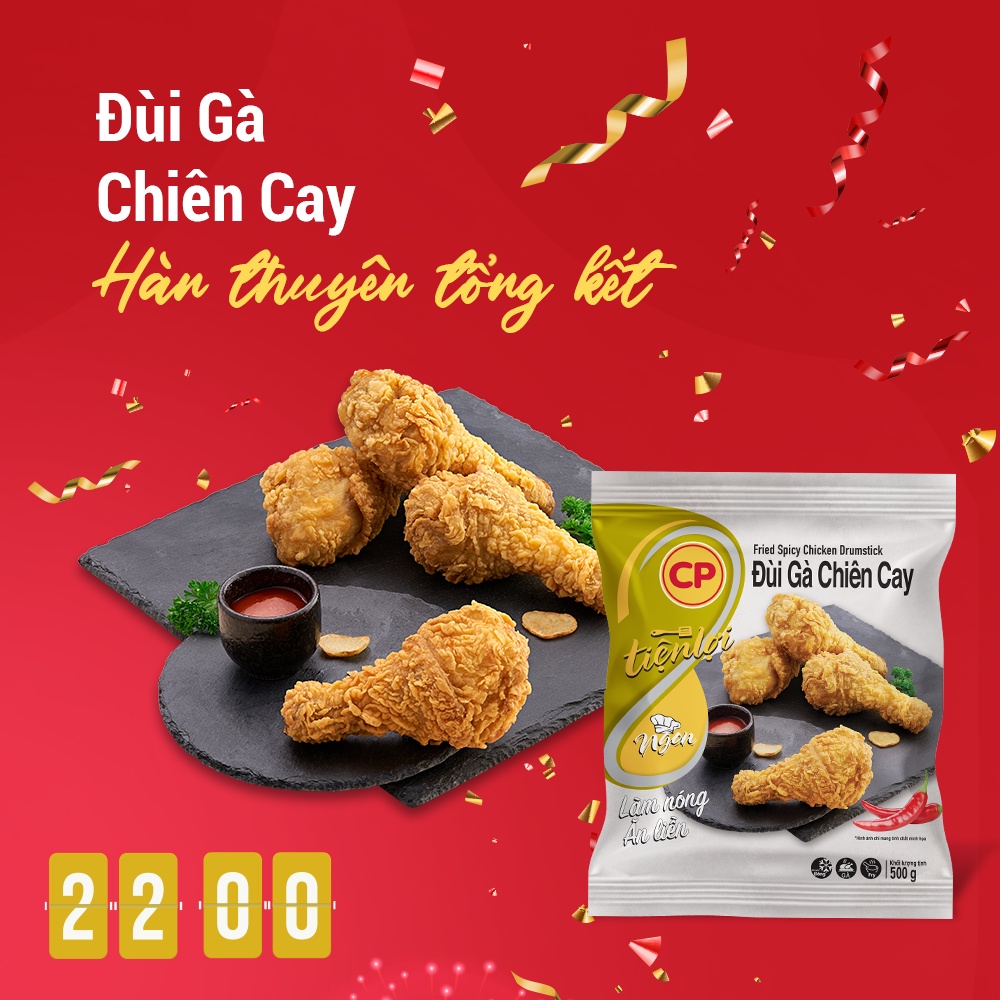 Đùi gà chiên cay CP túi 500gr, không cần rã đông chế biến trong vài phút