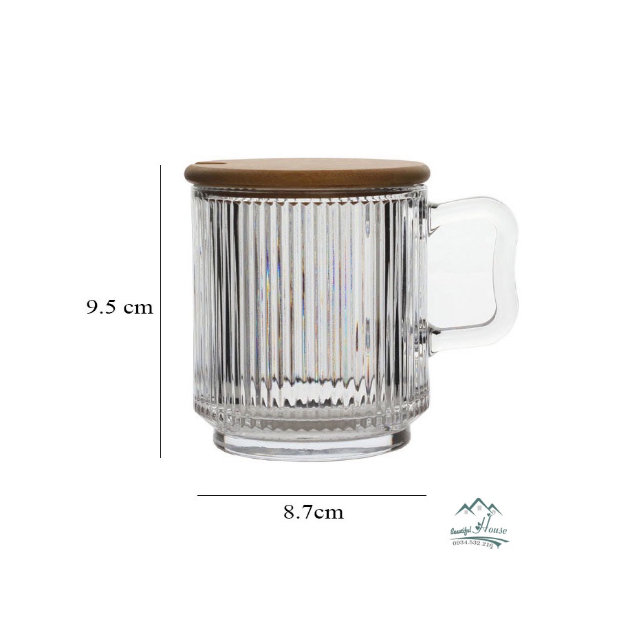 Cốc Thuỷ Tinh Nắp Gỗ Uống Trà, Uống Cà Phê Phong Cách Nhật