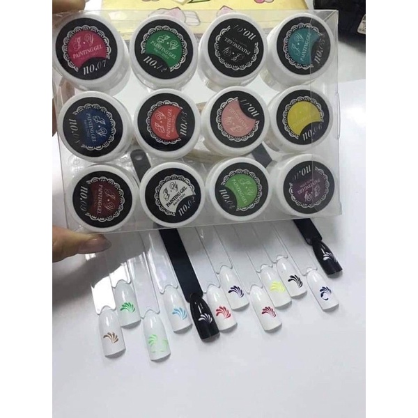 Set vẽ gel tạo loang 12 màu khác nhau