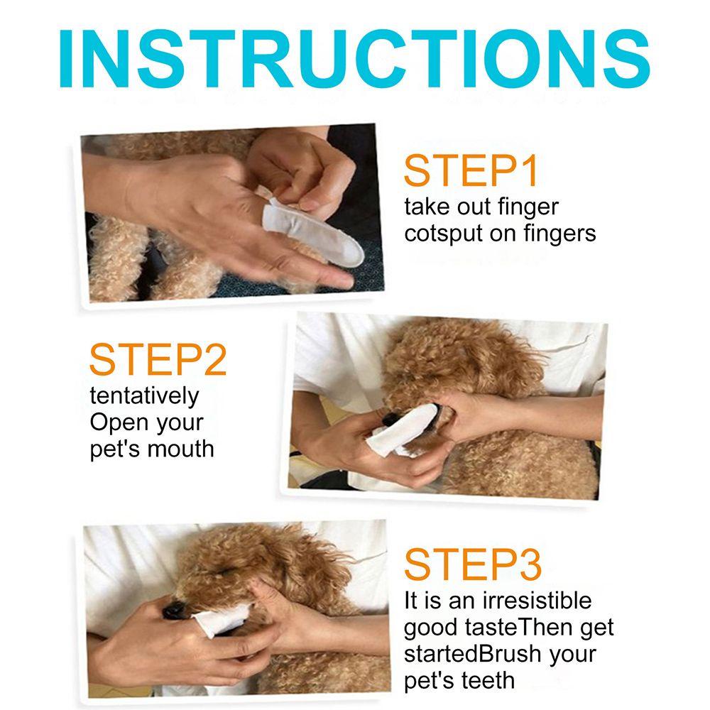 Hộp 50 Miếng Vải Không Dệt Đeo Ngón Tay Vệ Sinh Răng Cho Thú Cưng