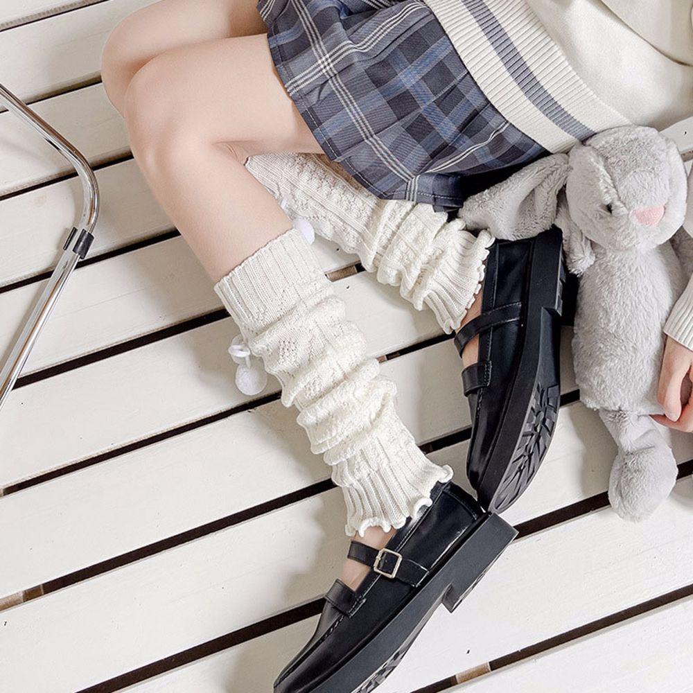 Vớ Đan Len Giữ Ấm Chân Dáng Rộng Phối Bóng Lông Thời Trang Mùa Thu Cho Nữ