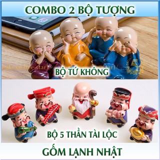 Combo 2 bộ tượng trang trí: Tứ không + 5 Thần tài phát lộc
