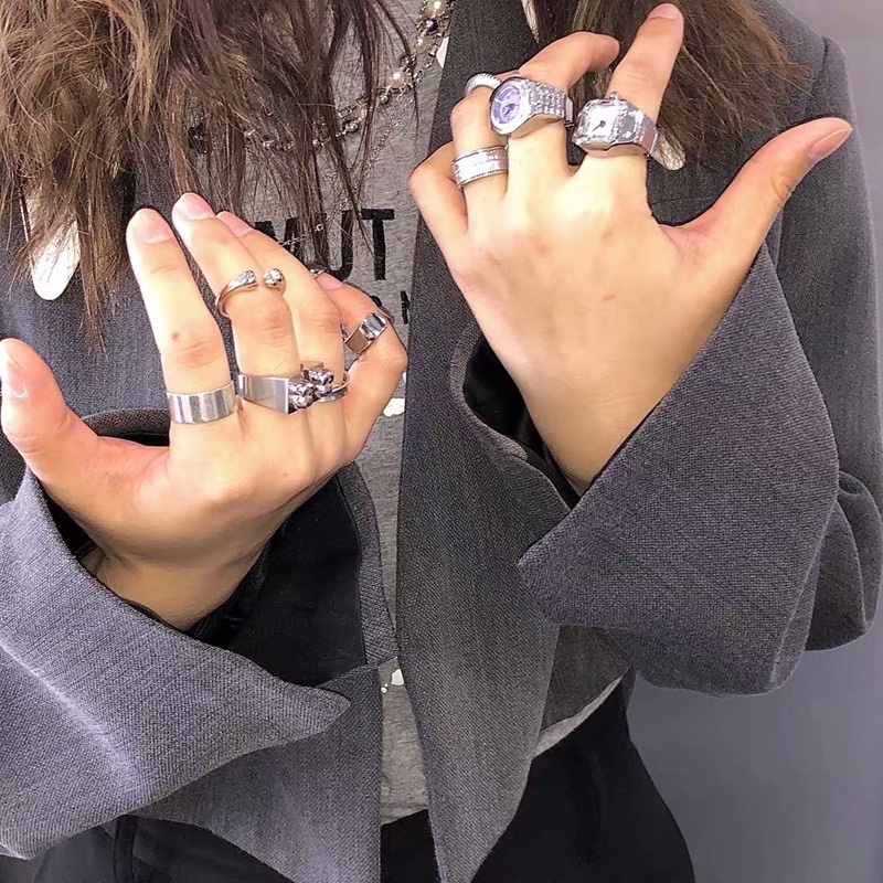 Nhẫn đồng hồ co giãn phong cách hip hop cổ điển thời trang dành cho nam nữ