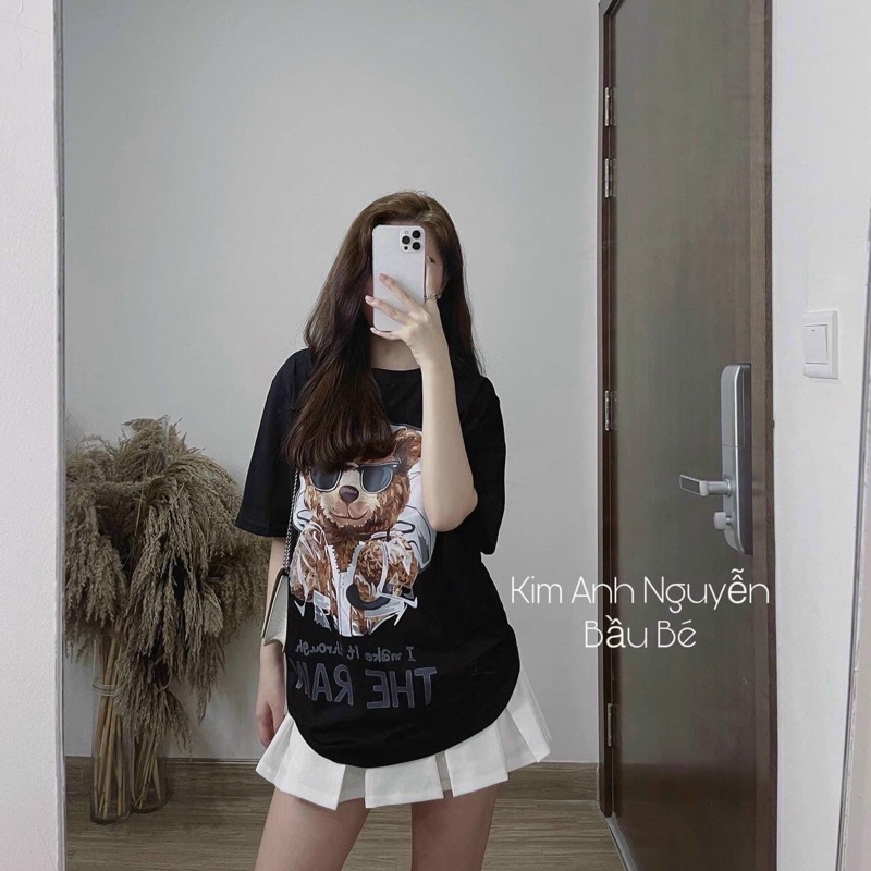 [FREESHIP] Áo Phông Gấu in Nam Nữ Cổ Tròn Form Rộng  Áo Phông Unisex Basic Cotton Oversize Giá Rẻ