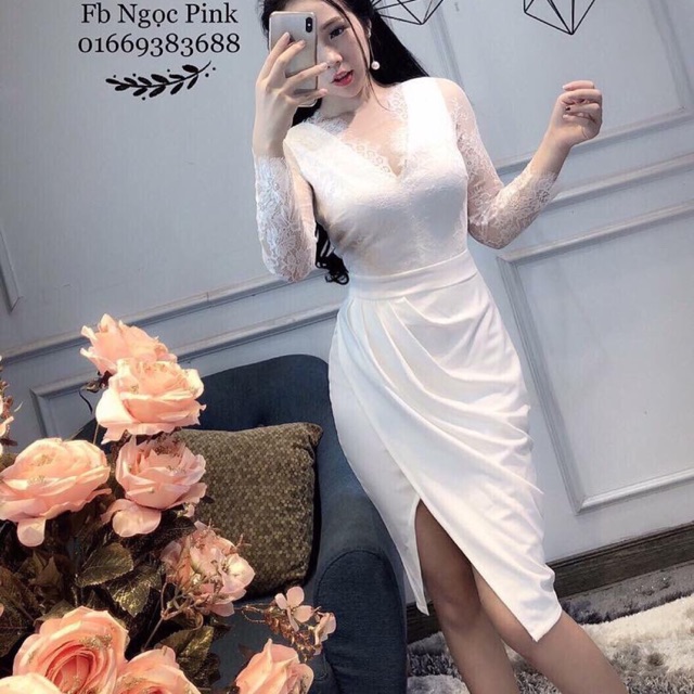 Đầm dự tiệc cho nữ/ đầm body phối ren dự tiệc cho nữ ( màu đen, màu đỏ, màu trắng)