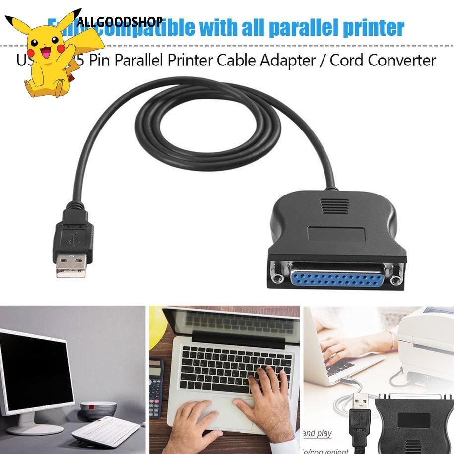 111all} Black USB to 25 Pin DB25 Parallel Printer Cable Adapter Cord Converter