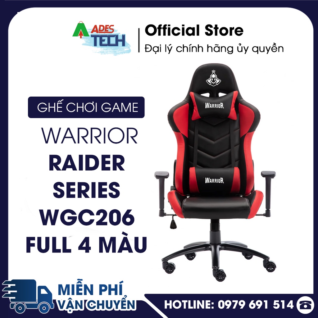 Ghế Gaming WARRIOR Raider Series WGC206 FULL 4 MÀU | Chất Liệu Da PU Bền Bỉ | Bảo Hành Chính Hãng 12 Tháng