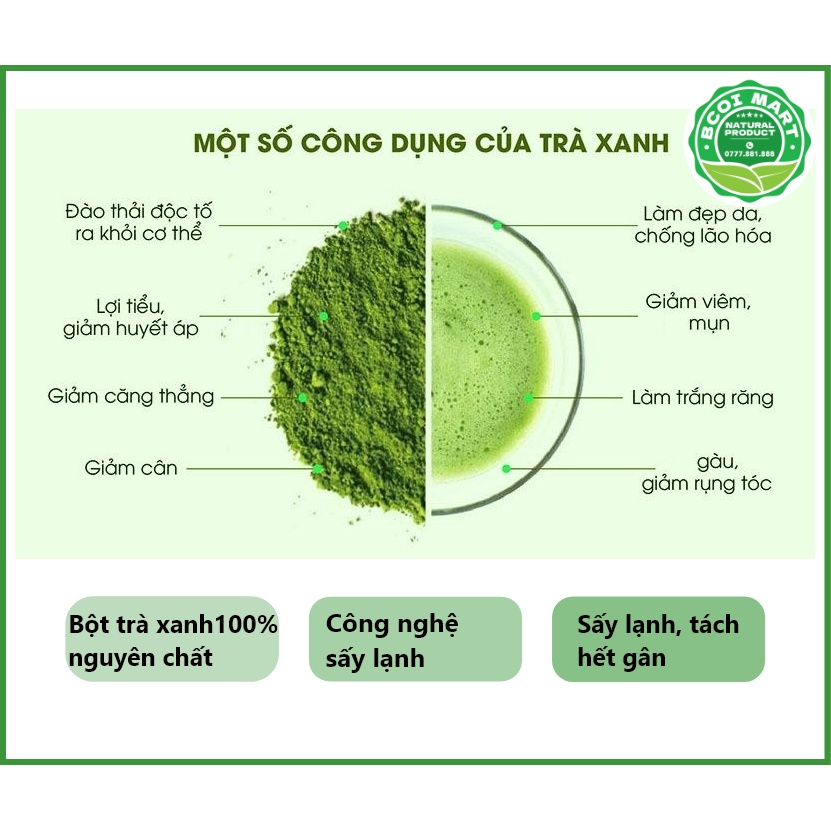 Bột Matcha trà xanh - 100% Nguyên chất từ búp chè non - bot matcha tra xanh