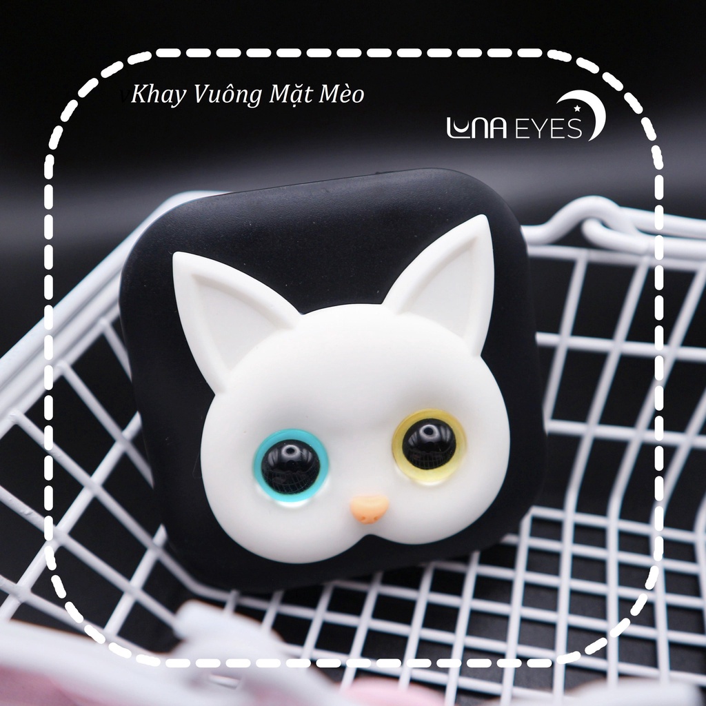 KHAY GƯƠNG HỘP VUÔNG MẶT MÈO Kèm dụng cụ đeo lens
