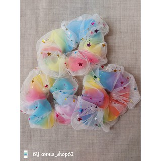 Dây buộc tóc Scrunchies cầu vồng