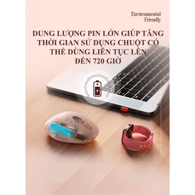 Chuột không dây INPHIC M8 với màu sắc nữ tính và thiết kế dễ thương kết nối bằng chip USB 2.4GHz - NK