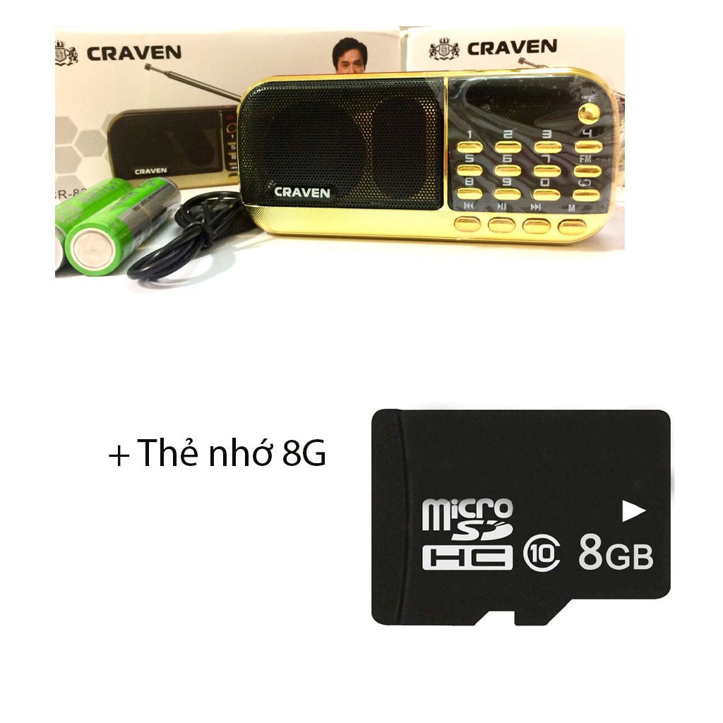 ✅GIÁ RẺ✅ Loa thẻ nhớ Craven CR 836/836S có 2 khe cắm thẻ nhớ - USB - ĐÀI FM -  phát kinh phật đài FM