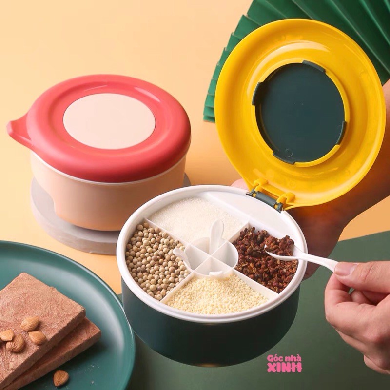 Hộp Đựng Gia Vị 4 Ngăn Tiện Lợi (loại tròn) | BigBuy360 - bigbuy360.vn