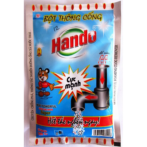 Bộ 4 Gói Bột thông cống cực mạnh 100g nội địa Hando (xanh)