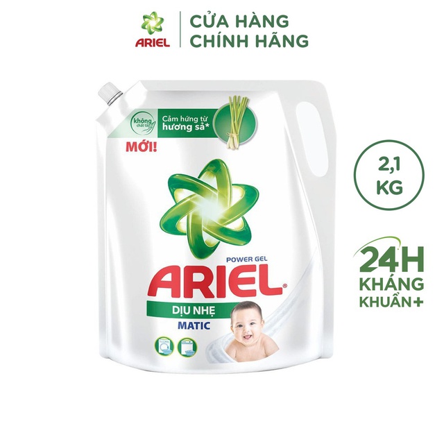 Nước giặt Ariel dịu nhẹ cho da nhạy cảm túi 2.15kg