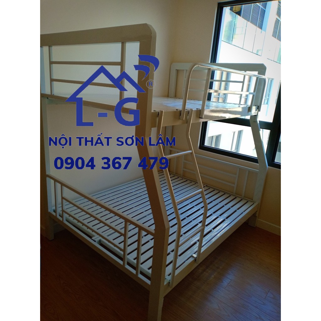Giường sắt 2 tầng cao cấp - giường tầng trên 1m2 tầng dưới 1m4 giá rẻ