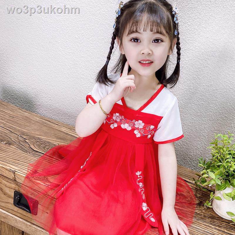 ☎☋✑Bé gái Hanfu Váy mùa hè kiểu Trung Quốc Cô nhỏ công chúa 3 Trang phục cổ cho trẻ em