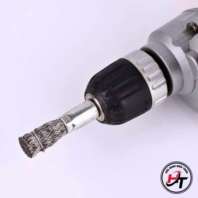 Chổi đánh rỉ sắt rỉ sét inox dạng bút chuôi 6mm lắp máy khoan CDR-BUT-6MM