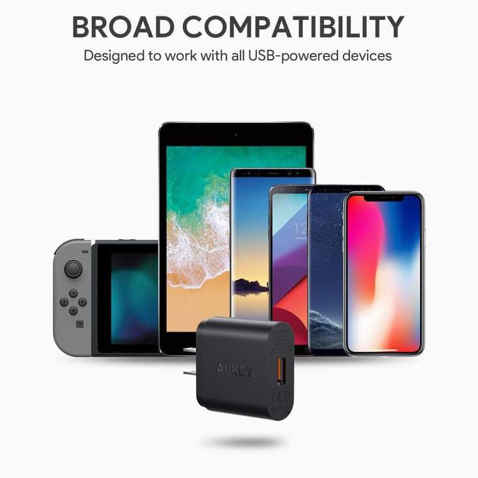 Cục Sạc Nhanh Aukey Pa-T9 Qualcomm 3.0 Usb Màu Đen