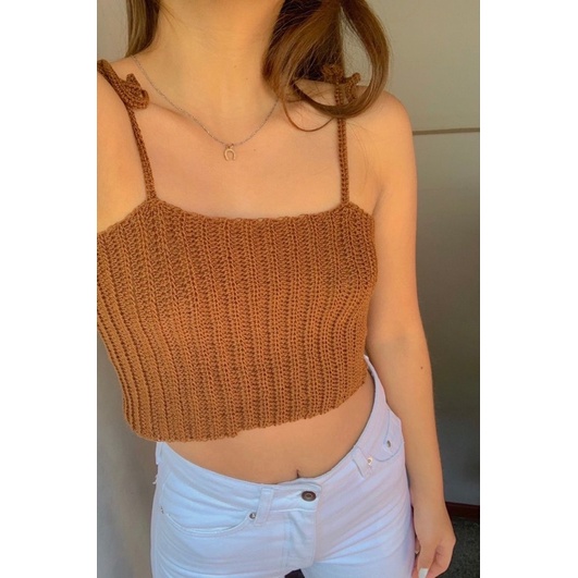 Crochet Basic Croptop-Áo len móc đơn giản