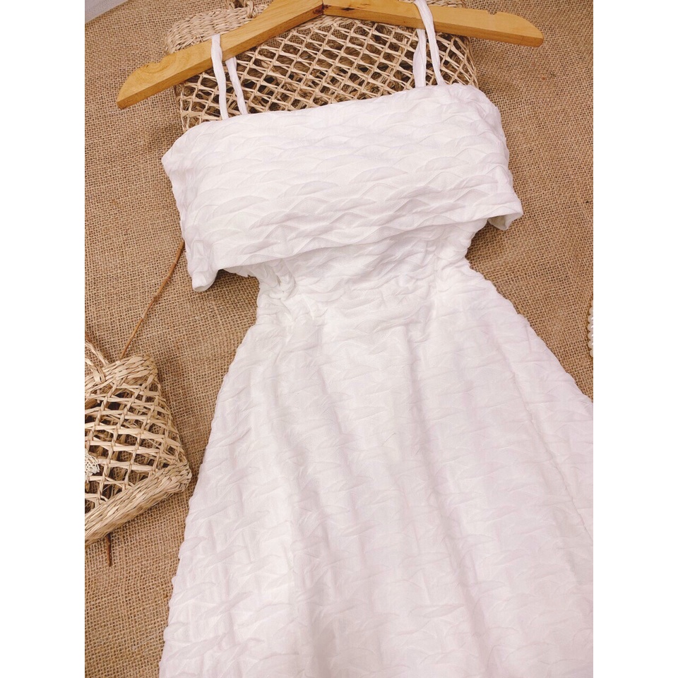 ĐẦM VÁY 2 DÂY THUN SÓNG - Hình Shop Chụp