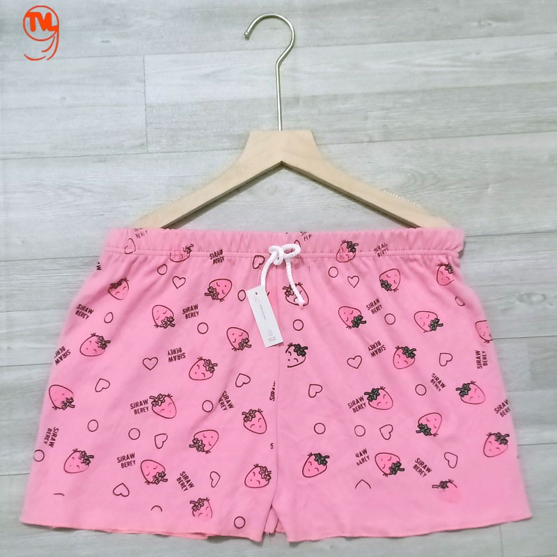 Quần short nữ TVL1999, quần đùi nữ mặc nhà họa tiết Dâu Tây chất liệu cotton mềm mại thoáng mát thấm hút mồ hôi