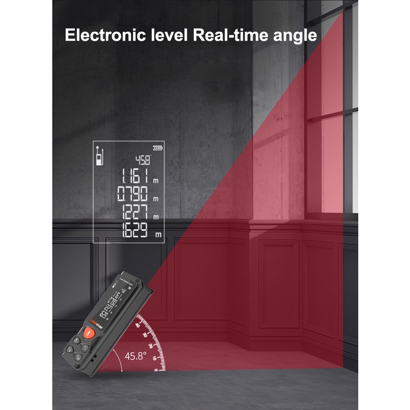 Khoảng cách đo tia laser LOMVUM, đo độ nghiêng Bluetooth, đo khoảng cách cầm tay của thước laser băng ghi âm 50M 120M